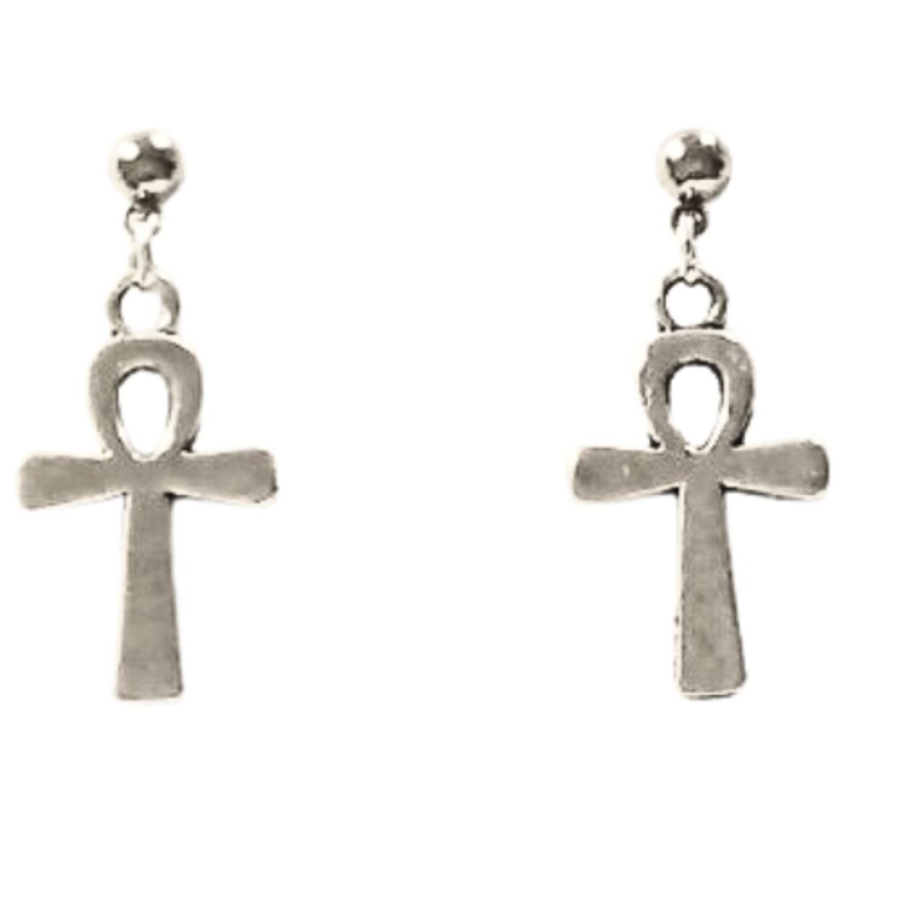 SILVER EGYPTIAN ANKH EARRINGS